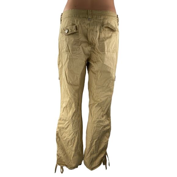 I.AM.GIA Women's Tan Khaki Ruched High Rise Utility Straight Cargo Pants Size M - Picture 2 of 7